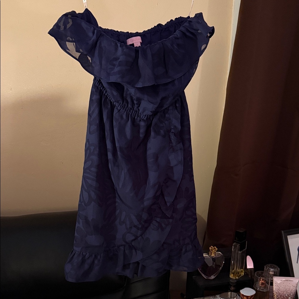 Lilly Pulitzer Navy Blue Dress with Floral Pattern